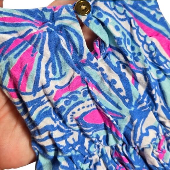 Lilly Pulitzer Baby Girl Maxi Dress 12M Bright Blue Floral Designer Sleeveless - Picture 4 of 7